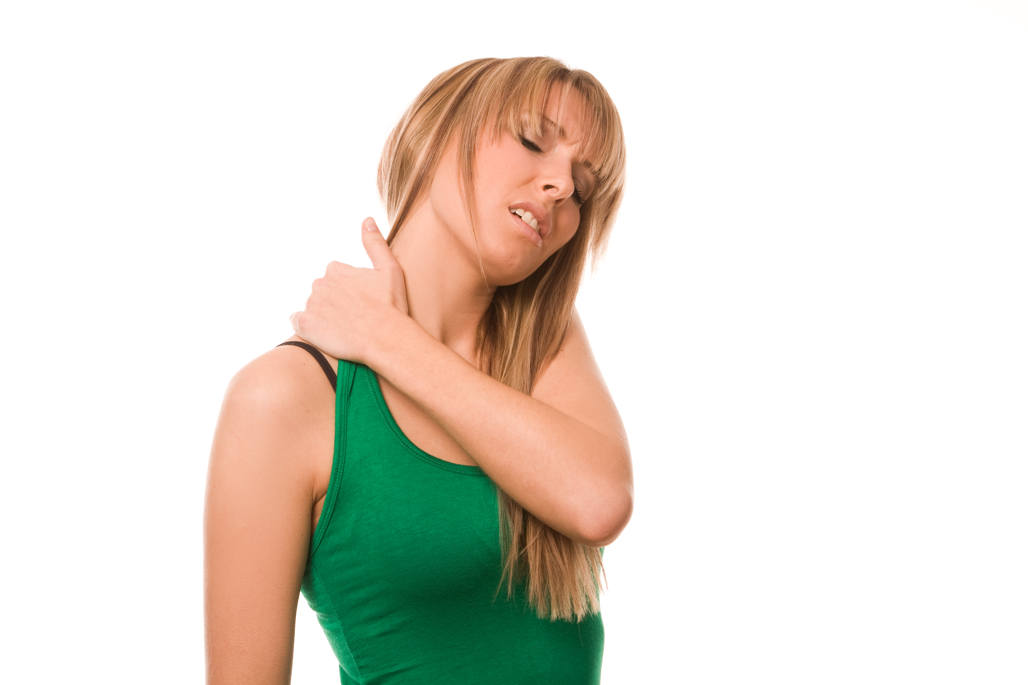 Woman with muscle spasms 